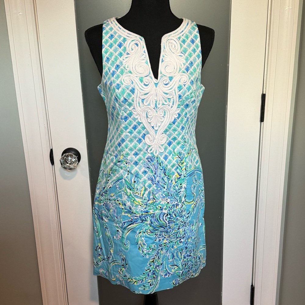 Lilly Pulitzer Turquoise and White Patterned Dress